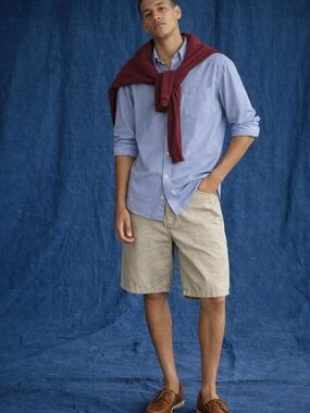 American Eagle Outfitters Men's Tan Flat-Front Cotton Shorts